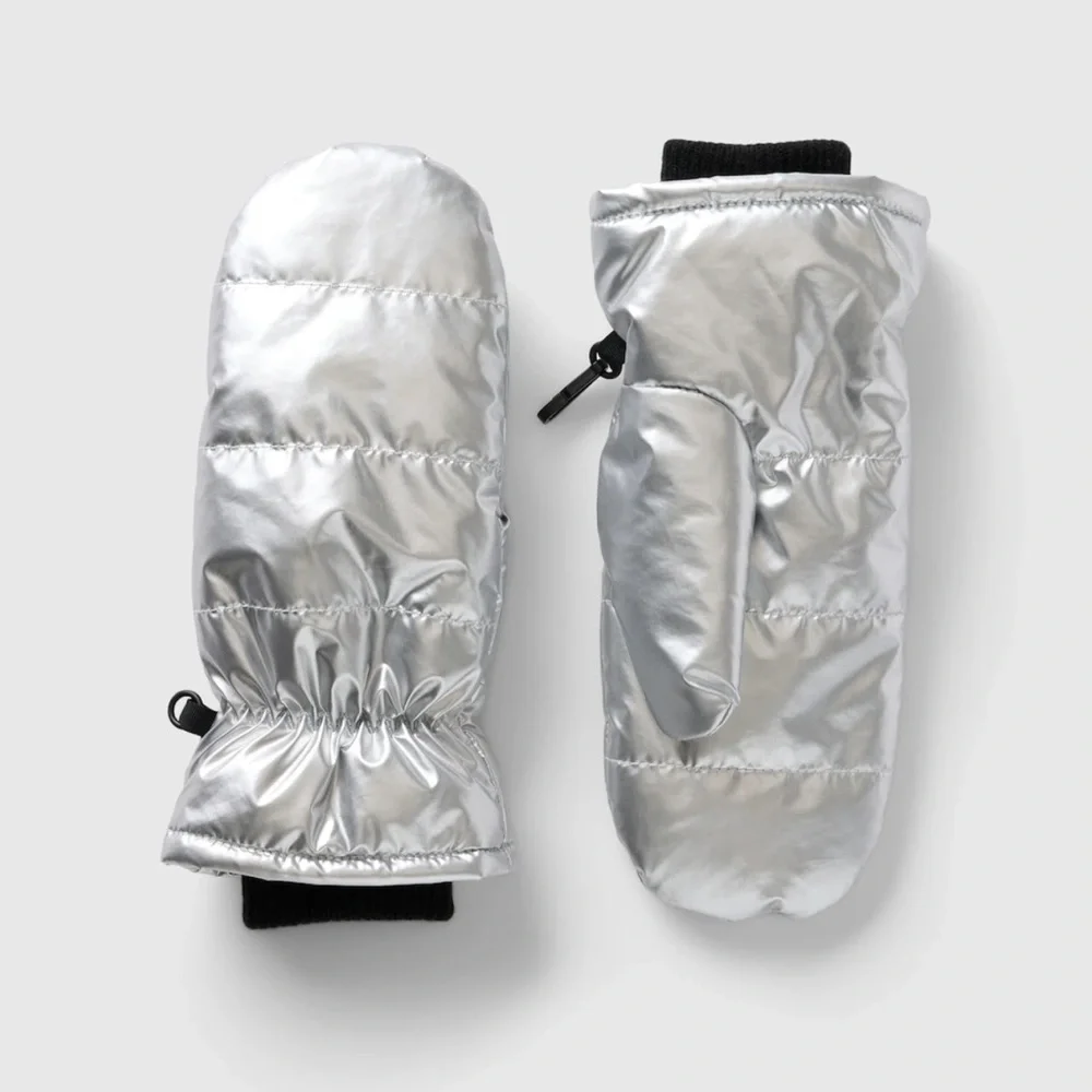 Gap Kids Metallic Puffer Trapper Hat and Puffer Mittens Set, NWT